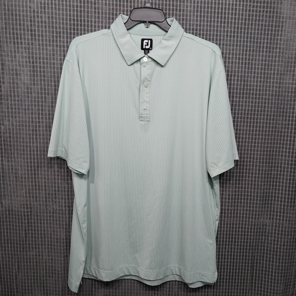 FootJoy Golf Polo Mens Zig Zag Stripe Short Sleeve 2XL Mint Green